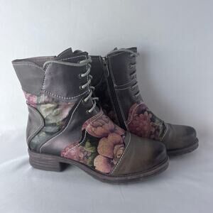 Women's ELITES By Corky's Brown artsy Leather Ankle Boots-Size 7-ALICIA